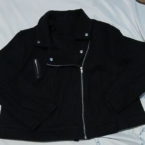 SHEIN Black Pea Coat with Silver Accents